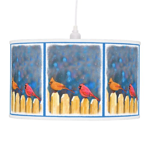 Cardinals on the Fence Painting _ Original Art Ceiling Lamp