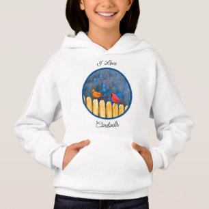 Cardinals on the Fence Painting - Original Art Hoodie
