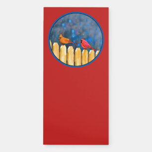 Cardinals on the Fence Painting - Original Art Magnetic Notepad