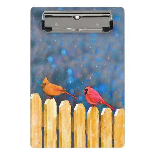 Cardinals on the Fence Painting _ Original Art Mini Clipboard