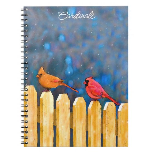 Cardinals on the Fence Painting _ Original Art Notebook