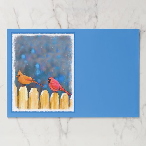 Cardinals on the Fence Painting _ Original Art Paper Pad