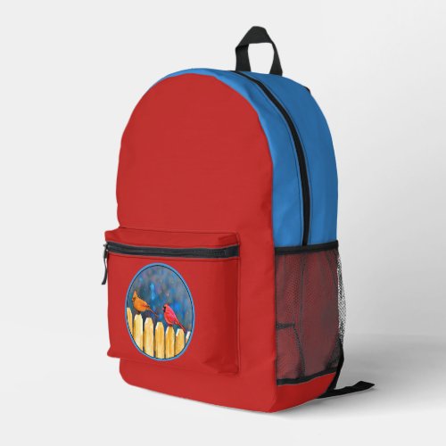 Cardinals on the Fence Painting _ Original Art Printed Backpack