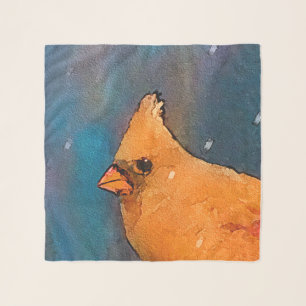 Cardinals on the Fence Painting - Original Art Scarf