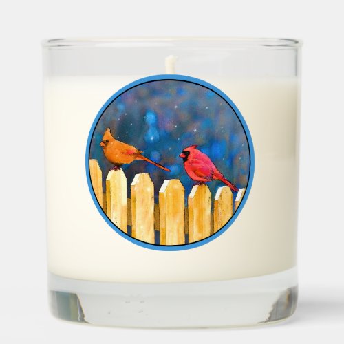 Cardinals on the Fence Painting _ Original Art Scented Candle