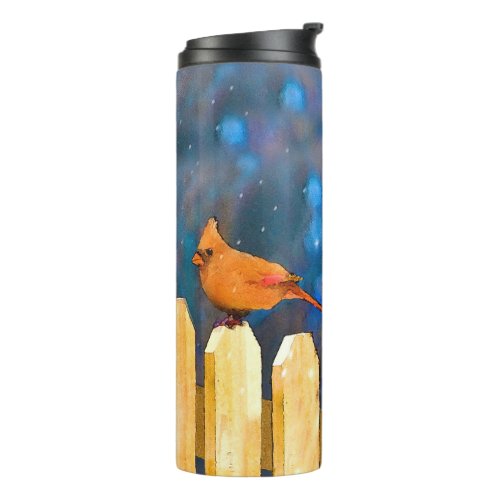 Cardinals on the Fence Painting _ Original Art Thermal Tumbler