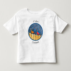 Cardinals on the Fence Painting - Original Art Toddler T-shirt