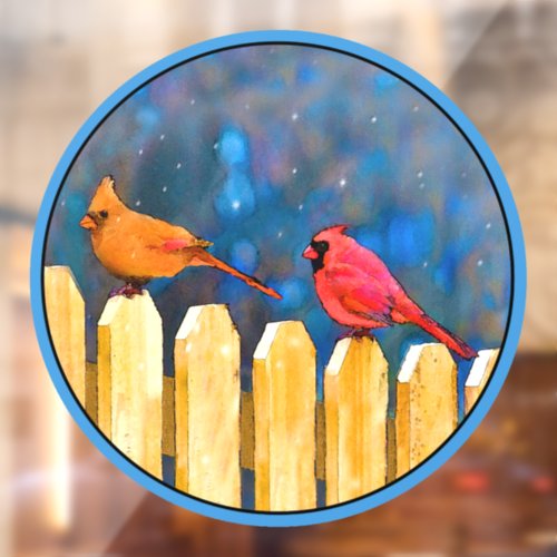 Cardinals on the Fence Painting _ Original Art Window Cling