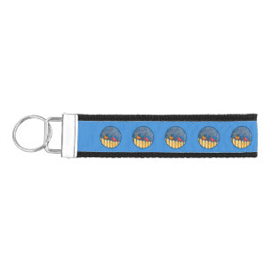 Cardinals on the Fence Painting - Original Art Wrist Keychain