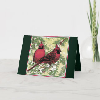 Cardinals  Season's Greetings in Red and Green Card
