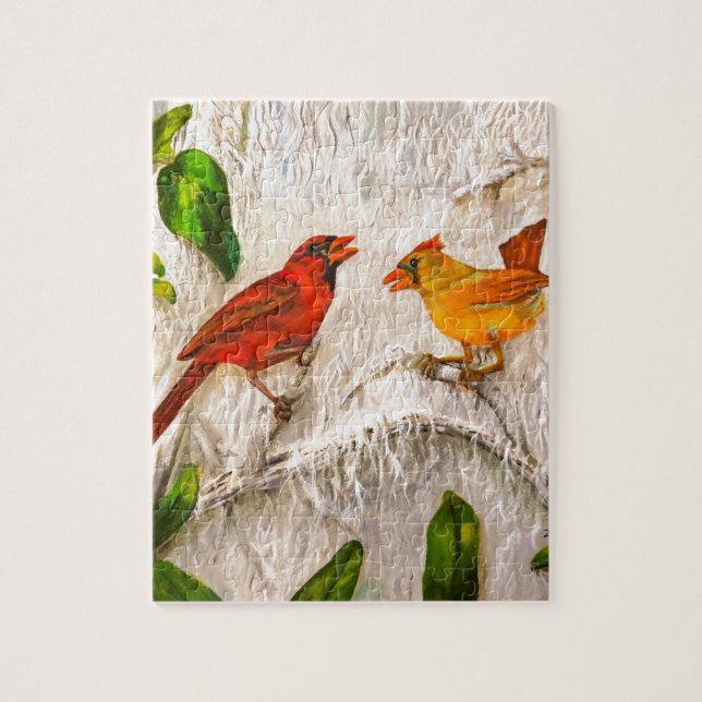 Cardinals Singing of love Jigsaw Puzzle (Vertical)
