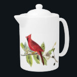 Cardinals Tea Pot<br><div class="desc">Cardinals Tea Pot features two Cardinals that are watching a butterfly</div>