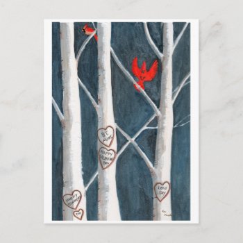 Cardinals Valentine For Zazzle Holiday Postcard by glorykmurphy at Zazzle