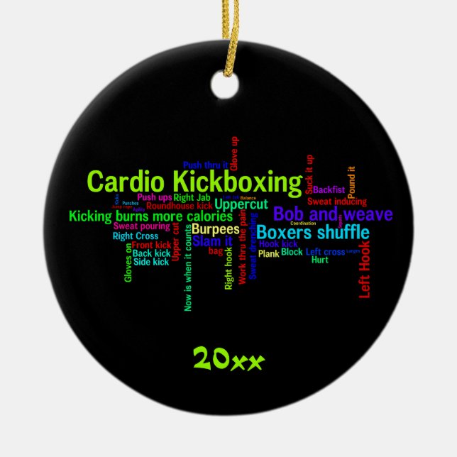 Cardio Kickboxing Word Cloud Ceramic Ornament (Front)