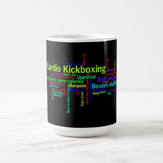 Cardio Kickboxing Word Cloud Coffee Mug (Center)