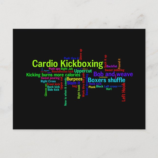 Cardio Kickboxing Word Cloud Postcard (Front)