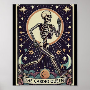 Cardio Queen Tarot Card Skeleton Workout Running A Poster