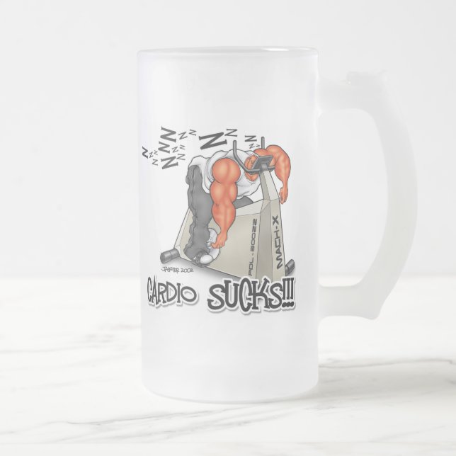 CARDIO SUCKS FROSTED GLASS BEER MUG (Right)