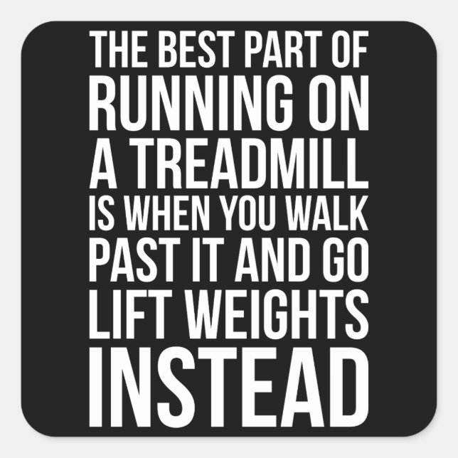 Cardio, Treadmill Running vs Lifting - Funny Gym Square Sticker (Front)