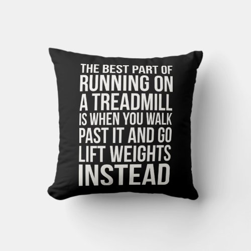 Cardio Treadmill Running vs Lifting _ Funny Gym Throw Pillow