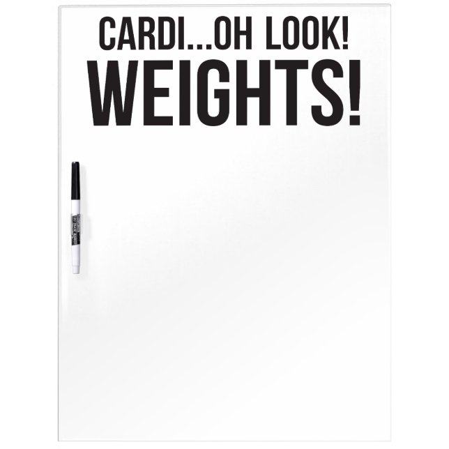 Cardio vs Weights - Funny Novelty Gym Workout Dry-Erase Board (Front)