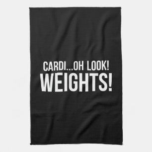 Cardio vs Weights - Funny Novelty Gym Workout Kitchen Towel