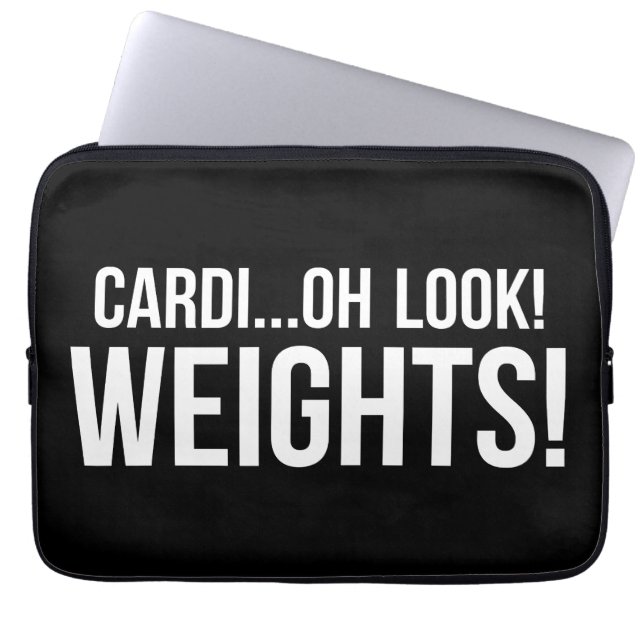 Cardio vs Weights - Funny Novelty Gym Workout Laptop Sleeve (Front)