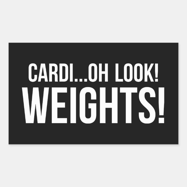 Cardio vs Weights - Funny Novelty Gym Workout Rectangular Sticker (Front)