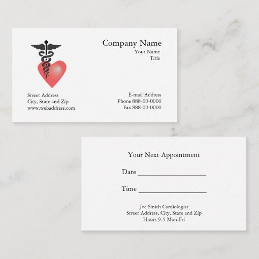 Cardiologist Appointment Business Card Zazzle