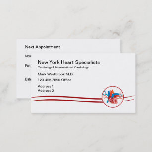 Cardiologist  Appointment Medical Center Business Card