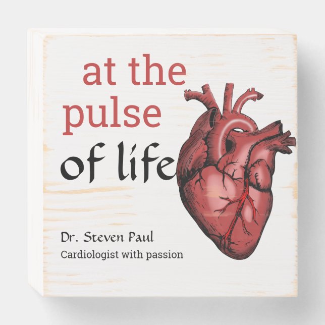 Cardiologist - At the heart of life design red Wooden Box Sign (Front Horizontal)
