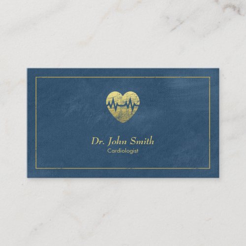 Cardiologist Blue Canvas Golden Frame  Heart Appointment Card