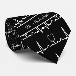Cardiologist Cardiogram Name Medical Doctor Neck Tie