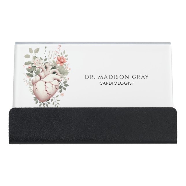 Cardiologist Doctor Desk Business Card Holder (Front)