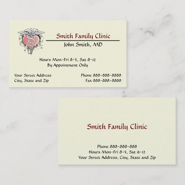Cardiologist Doctor Medical Symbol Business Card (Front/Back)