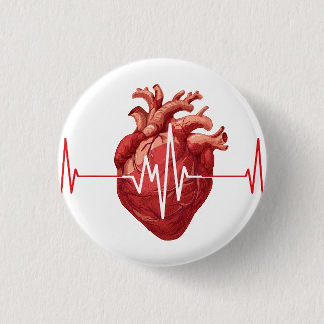 Cardiologist Heart Doctor Cardiology Echo Design Button (Front)
