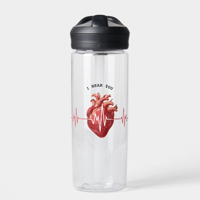 cardiologist heart doctor cardiology I Hear You Water Bottle (Front)