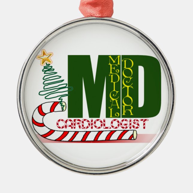CARDIOLOGIST HEART DOCTOR CHRISTMAS MERRY METAL ORNAMENT (Front)