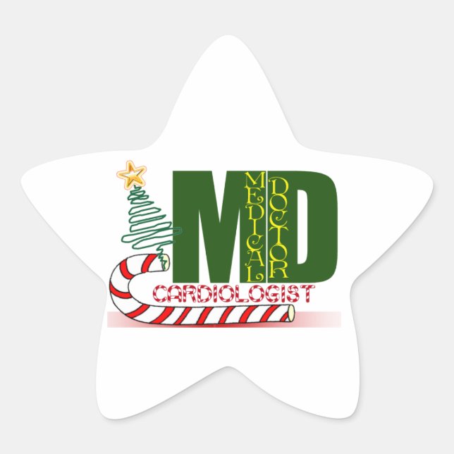 CARDIOLOGIST HEART DOCTOR CHRISTMAS MERRY STAR STICKER (Front)