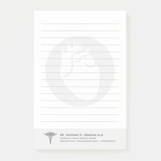 Cardiologist | Heart Doctor  Customizable Lined Post-it Notes (Front)