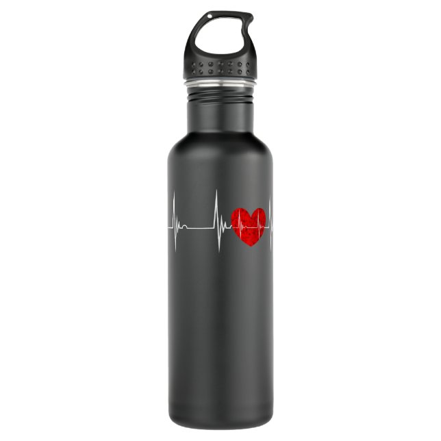 Cardiologist Heart EKG Heartbeat Pulseline Cardiol Stainless Steel Water Bottle (Front)