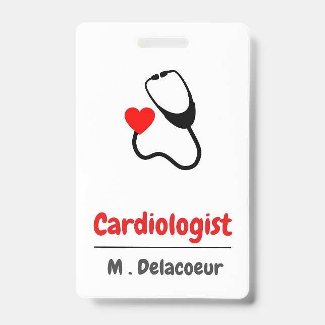 Cardiologist -  heart shaped stethoscope badge (Front)