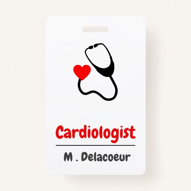 Cardiologist -  heart shaped stethoscope badge (Front)