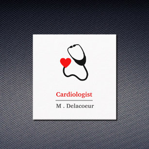 Cardiologist -  heart shaped stethoscope  square business card