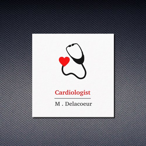 Cardiologist _  heart shaped stethoscope  square business card