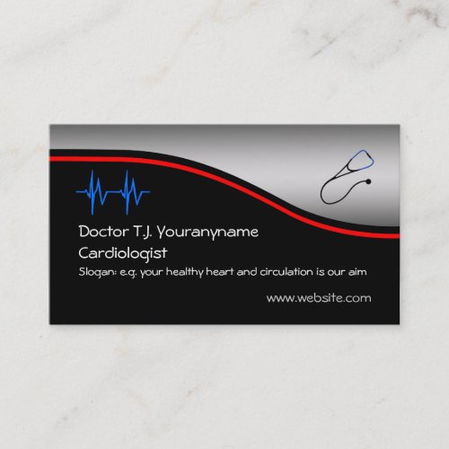 Cardiologist Medical Doctor _ ecg stethoscope Business Card