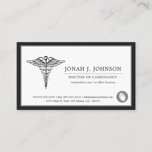 Cardiologist  Minimalist Black Border Business Card