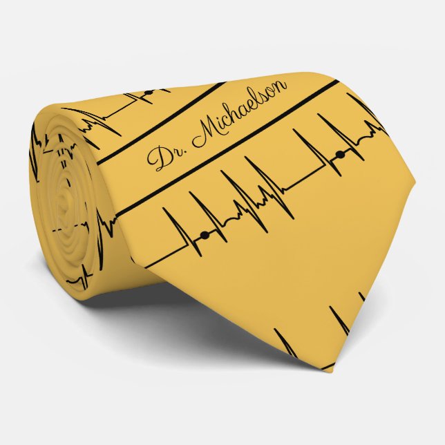Cardiologist Name Cardiogram ECG Medical Doctor Neck Tie (Rolled)