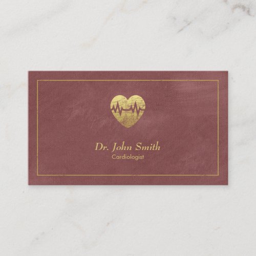 Cardiologist Reddish Canvas Golden Frame  Heart Appointment Card