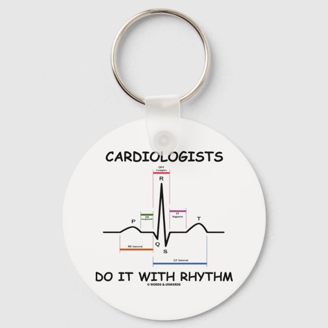 Cardiologists Do It With Rhythm (ECG/EKG) Keychain (Front)
